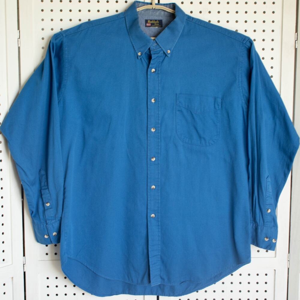 Vintage Ruddock Bros Mens SIZE XL Blue Button Up Shirt